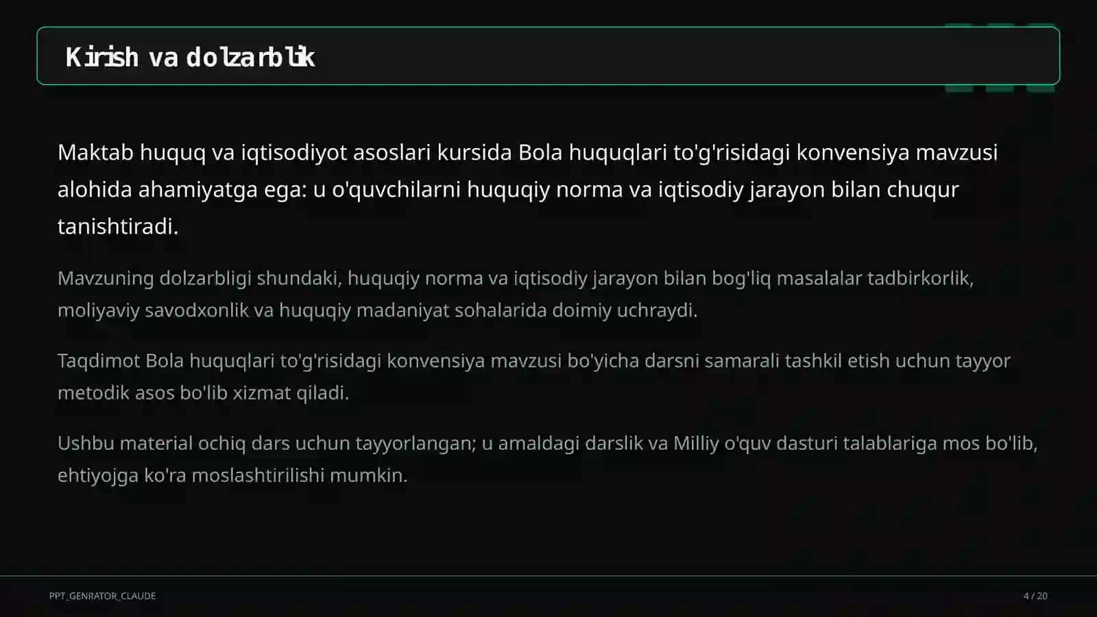 Bola huquqlari to'g'risidagi konvensiya (9-sinf) 4