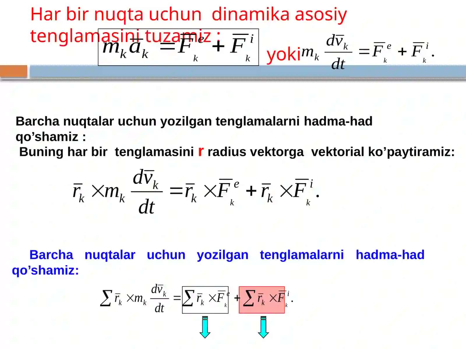 NUQTA VA NUQTALAR SISTEMASI HARAKAT MIQDORI MOMENTINING O’ZGARISHI HAQIDAGI TEOREMA 4