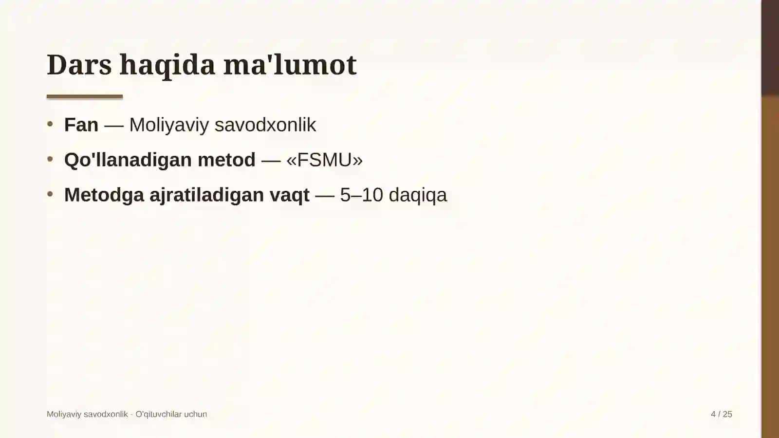 moliyaviy savodxonlik darslarida fsmu metodidan foydalanish 2089 4