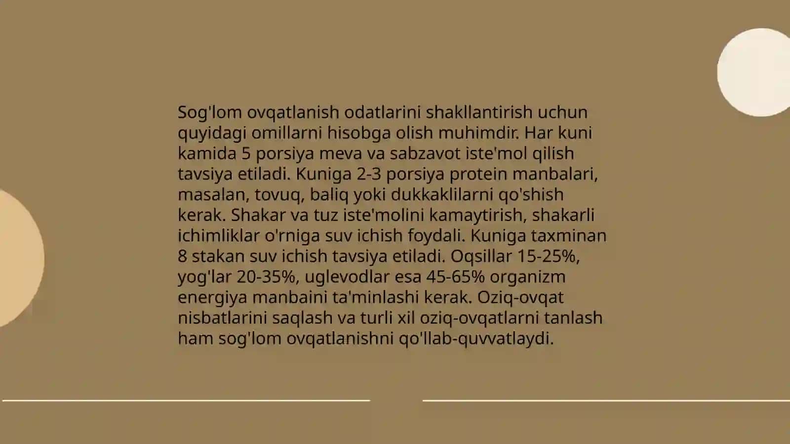 Ovqatlanish bo'yicha tavsiyalar 4