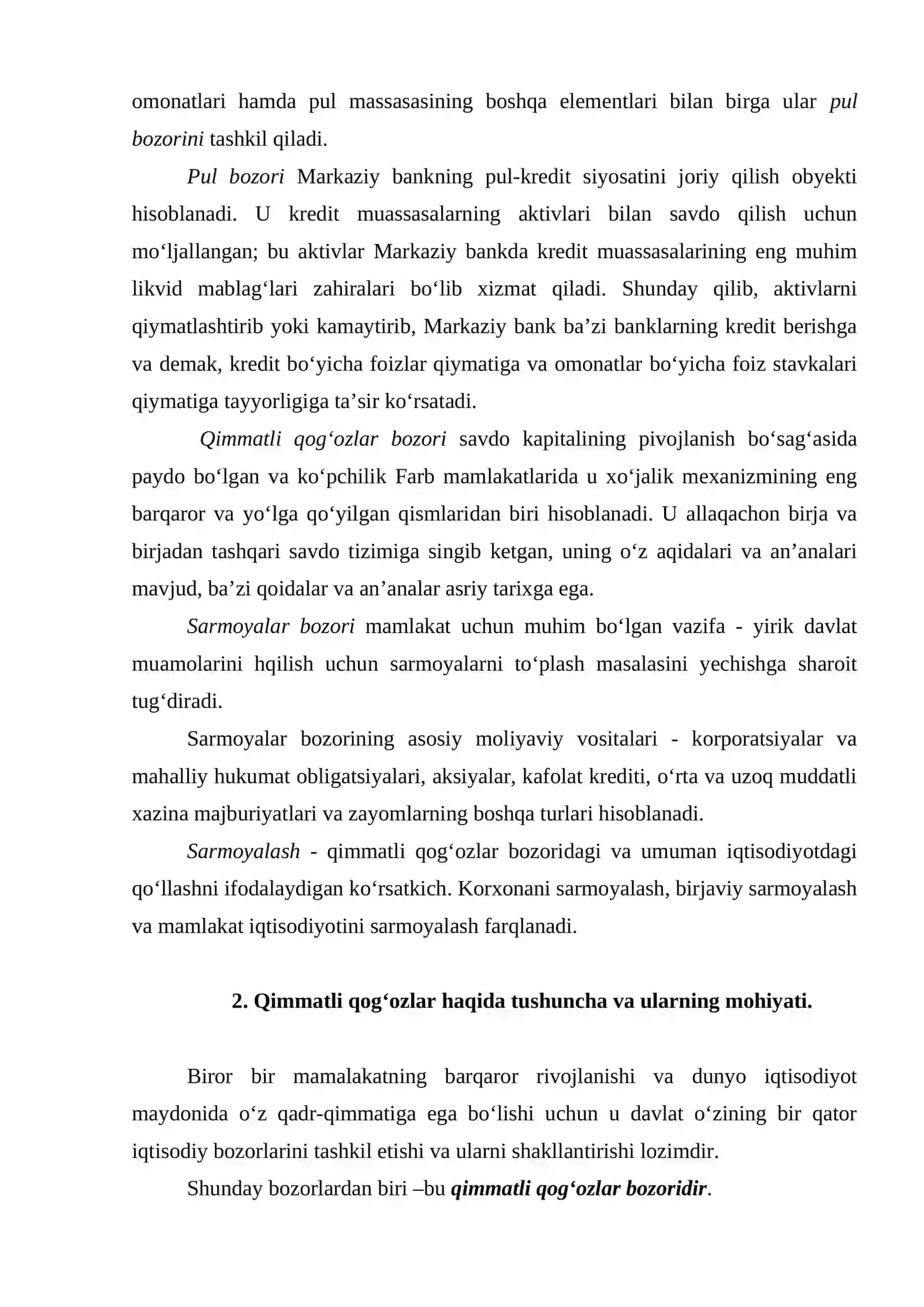 Moliya bozori haqida tushuncha 4