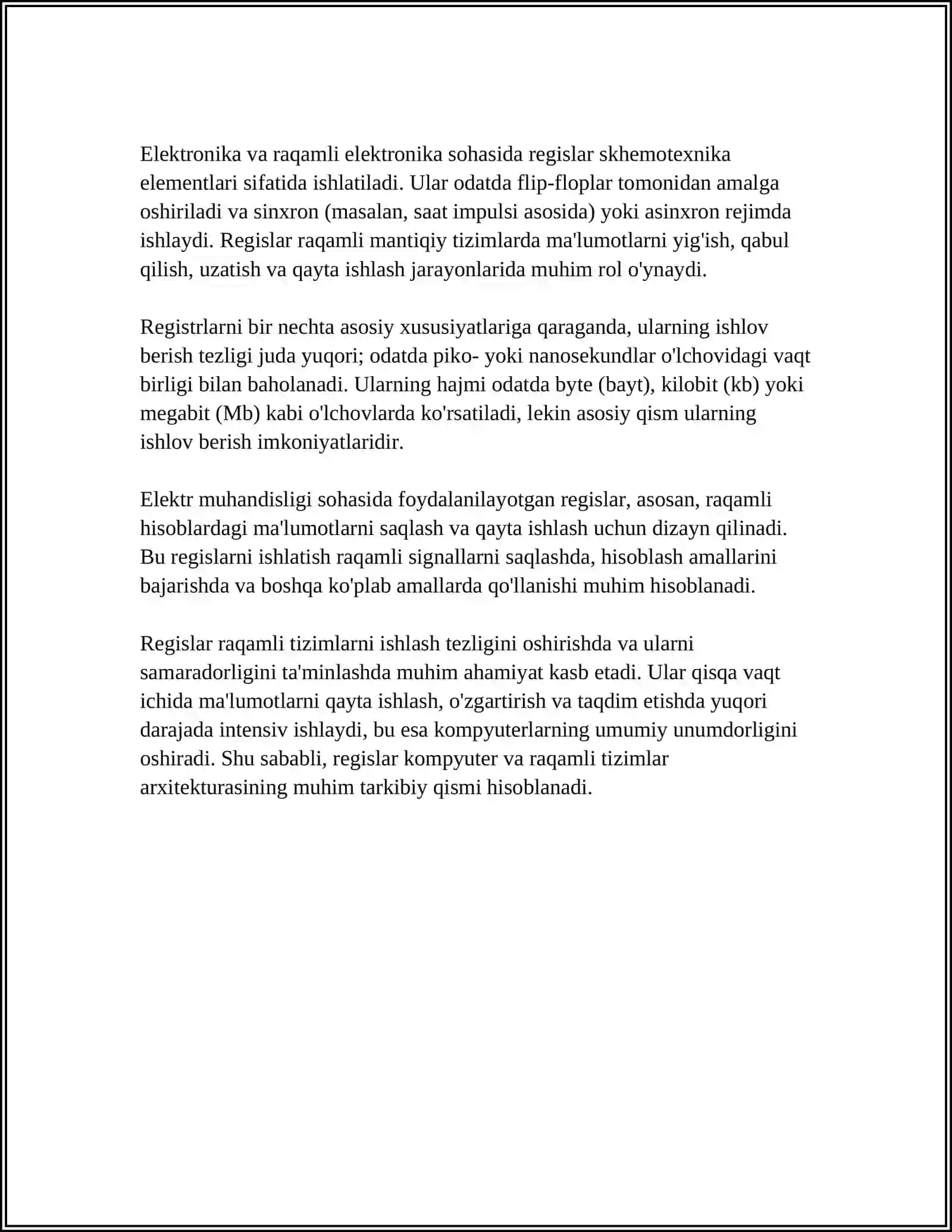 REGISTRLARNING ASOSIY TURLARI,TASNIFI VA VAZIFALARI 4