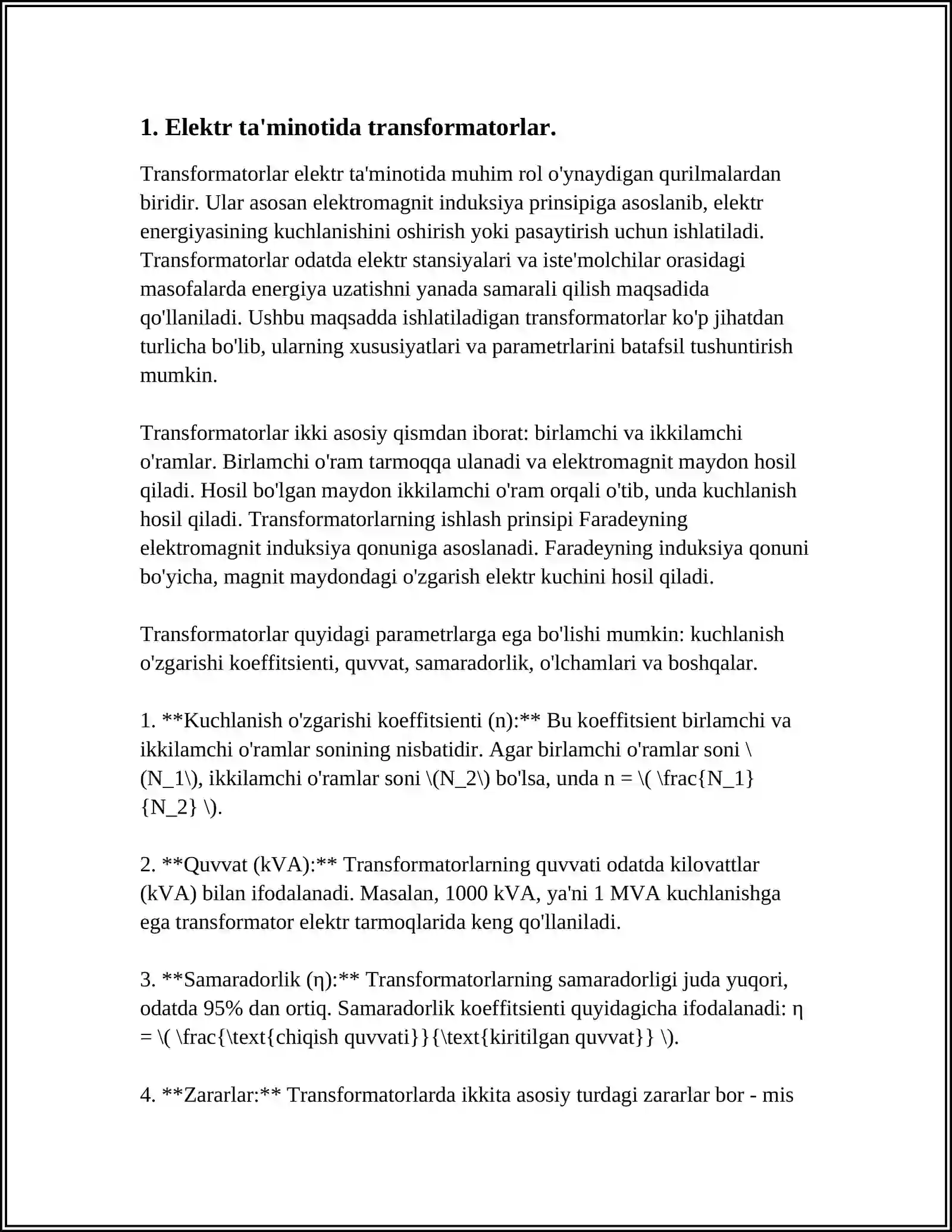 Elektr ta'minotida transformatorlar 4