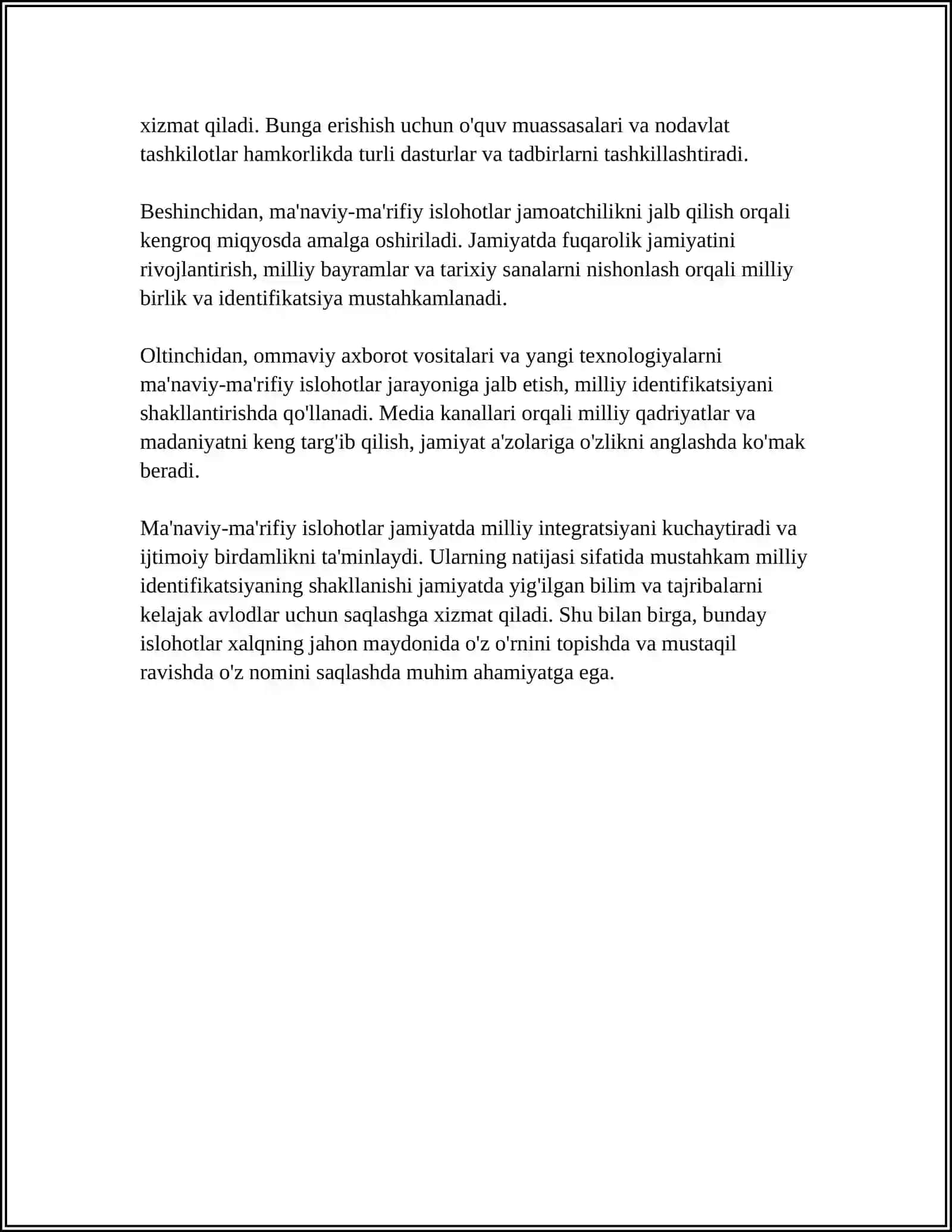 MAʼNAVIY-MAʼRIFIY ISLOHOTLAR - JAMIYAT TARAQQIYOTINING USTUVOR YOʻNALISHI 4