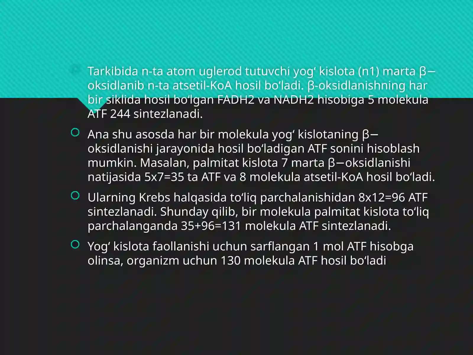 Yog’larning oraliq almashinuvi 4