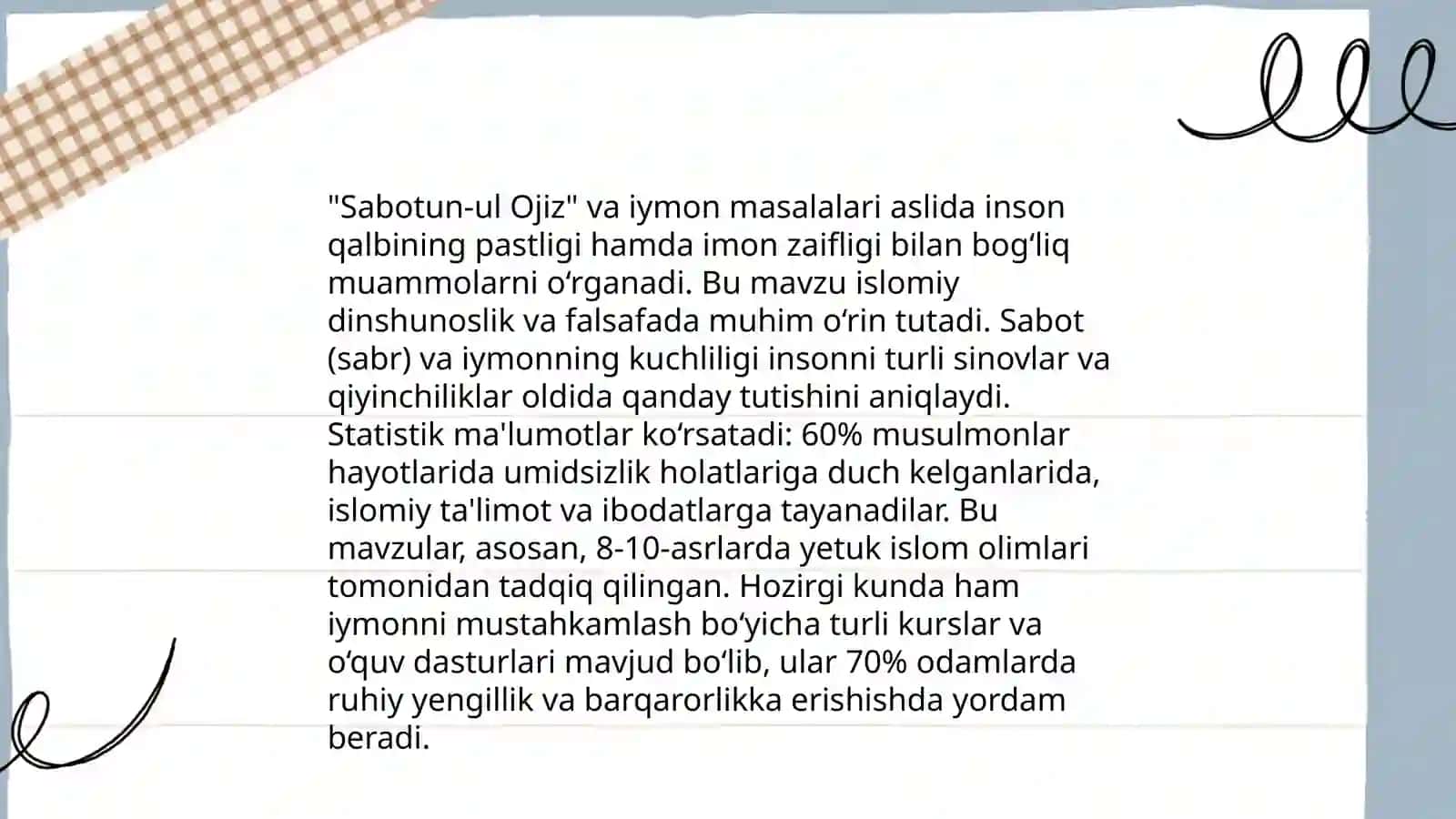 Sabotun-ul ojizin asarida e'tiqod masalalari 4