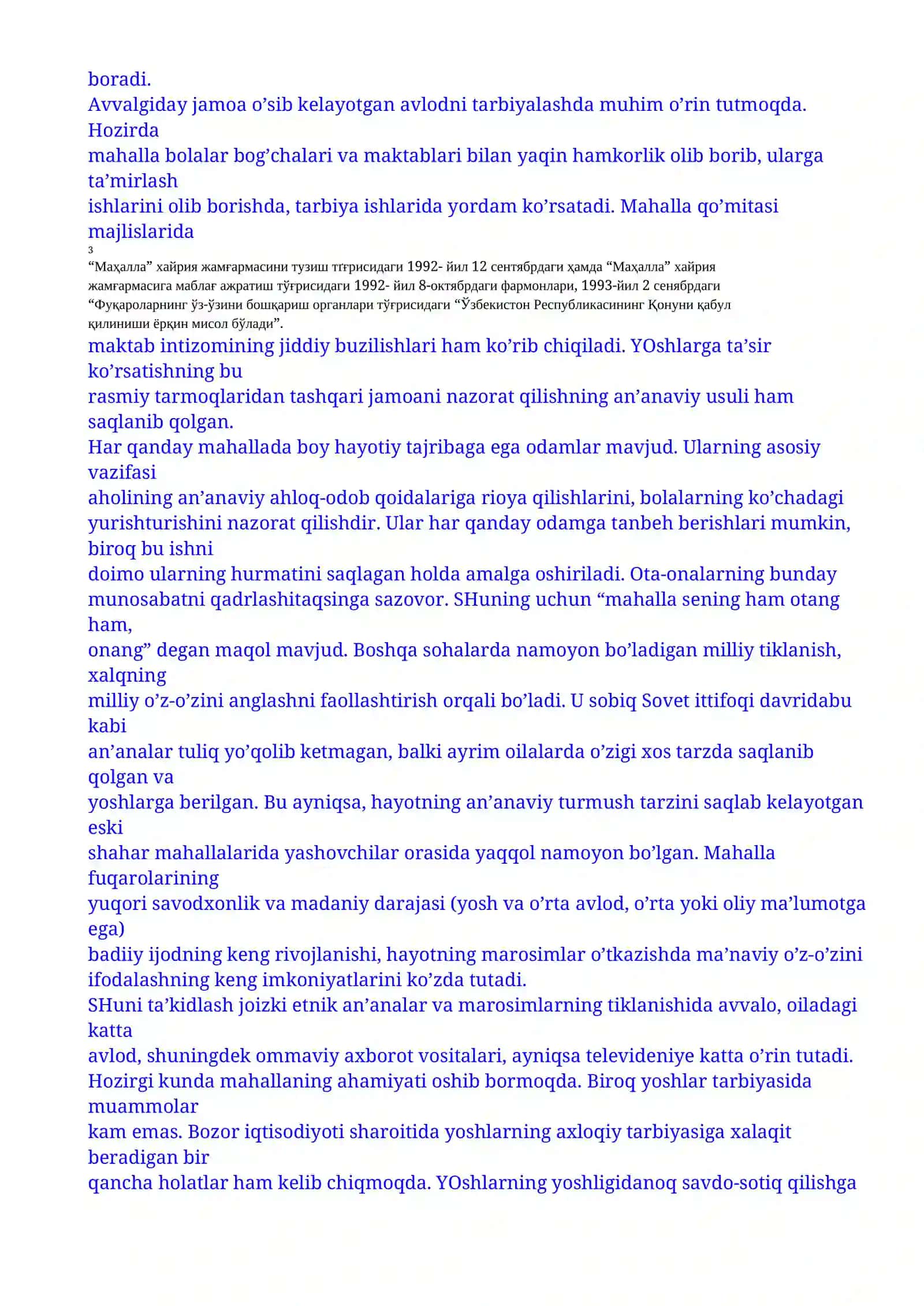 Mahallalar-ijtimoiy o’z-o’zini boshqarish organi. Reja 4
