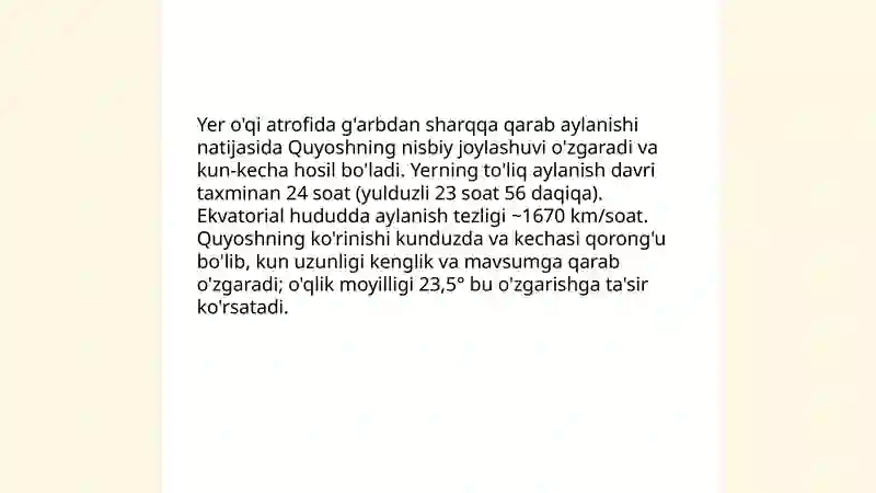 Yer shakli va harakati. Oy fazolari 4