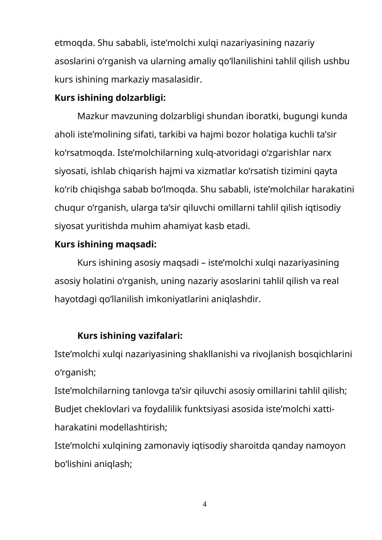 IQTISODIYOT NAZARIYASI FANIDAN KURS ISHI 4