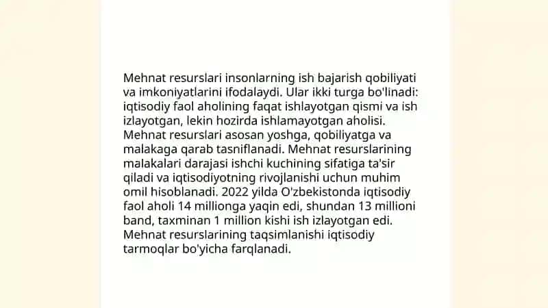 Mehnat resurslarining shakllanishi va ularning foydalanish muomollari Iqt-5 talabasi Raximova Durdona 4