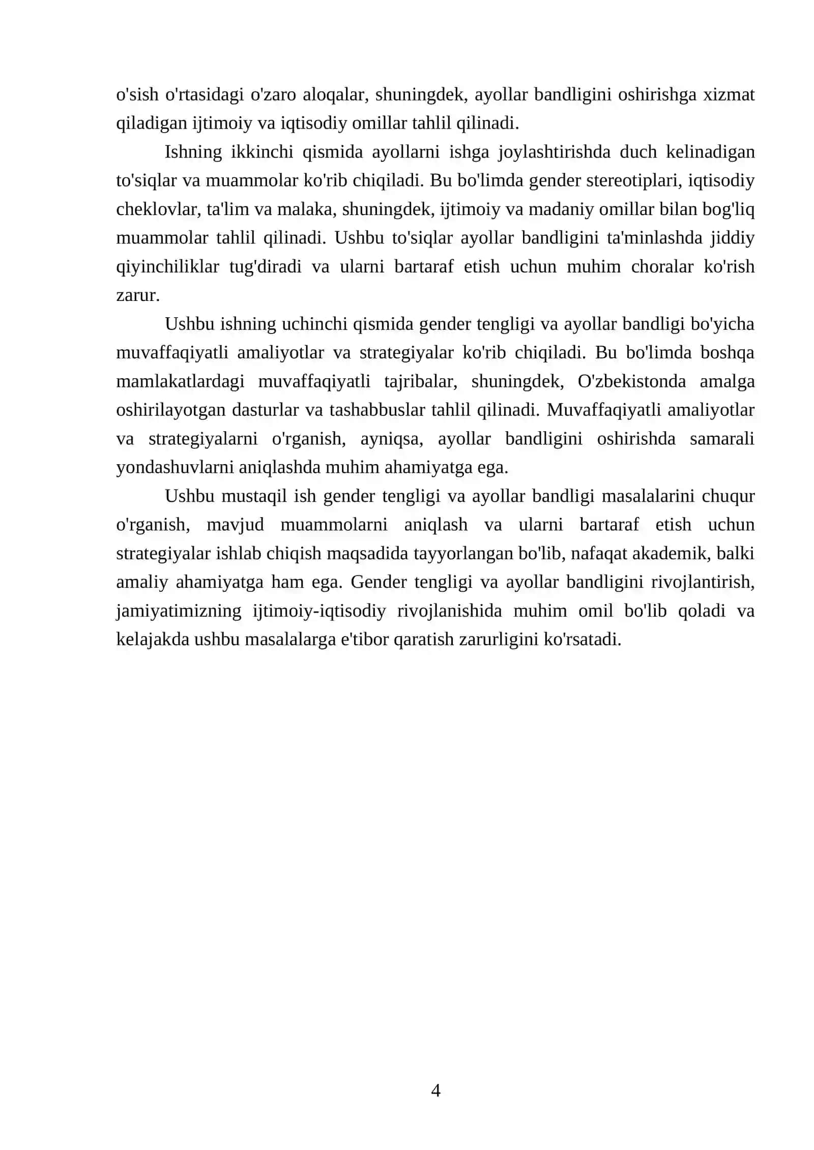 Gender tengligi va ayollar bandligi 4