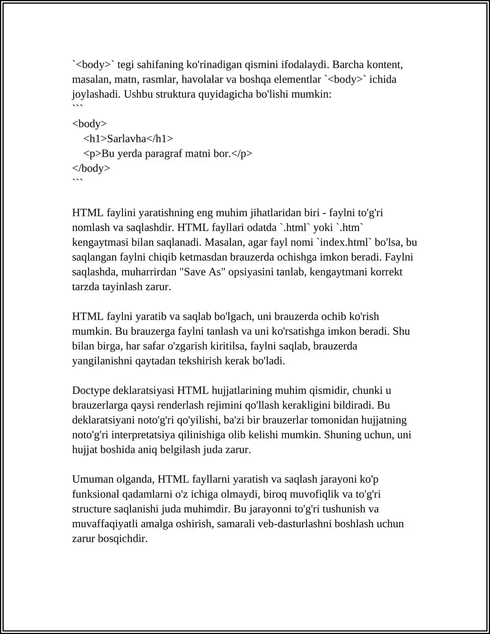 WEB SAHIFA YARATISH HTML FAYLLAR YARATISH 4