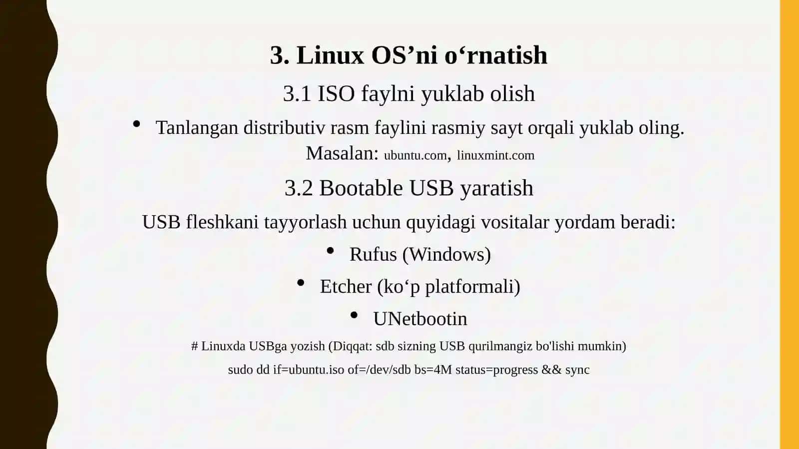 Linux O'rnating va konfiguratsiyasi 4