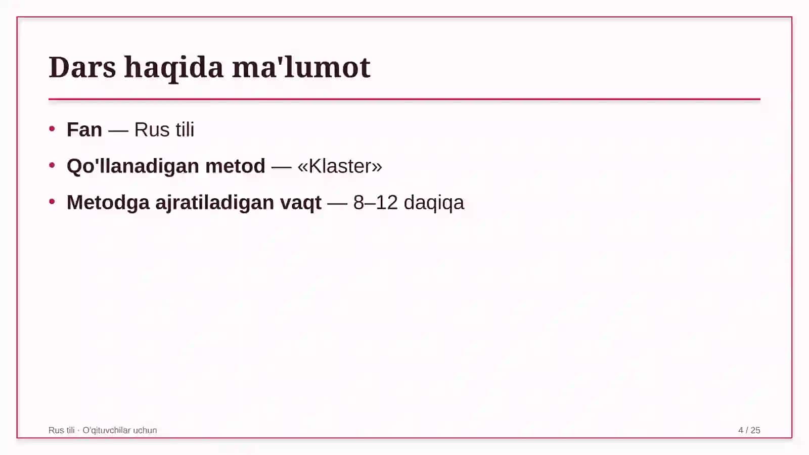 rus tili darslarida klaster metodidan foydalanish 8773 4