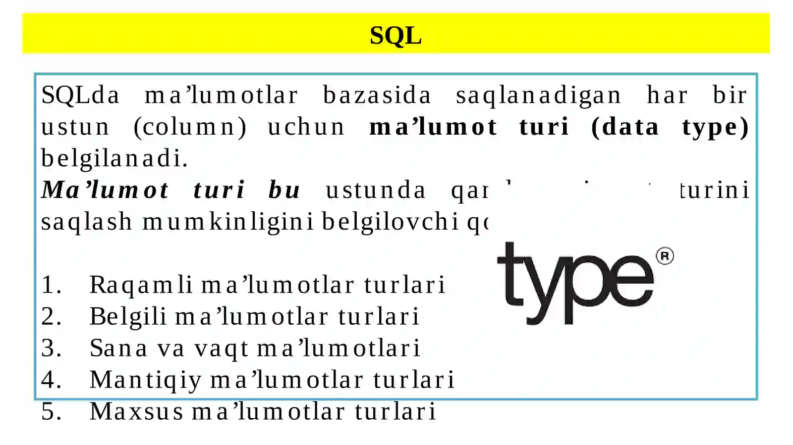 SQL tartiblangan so’rovlari 4