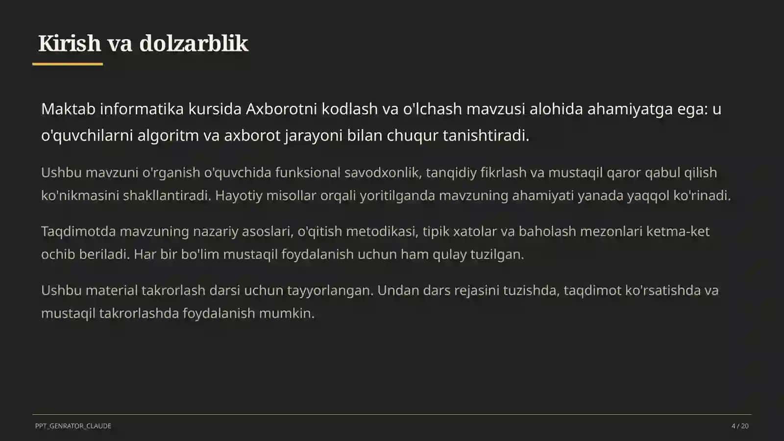 Axborotni kodlash va o'lchash (7-sinf) 4