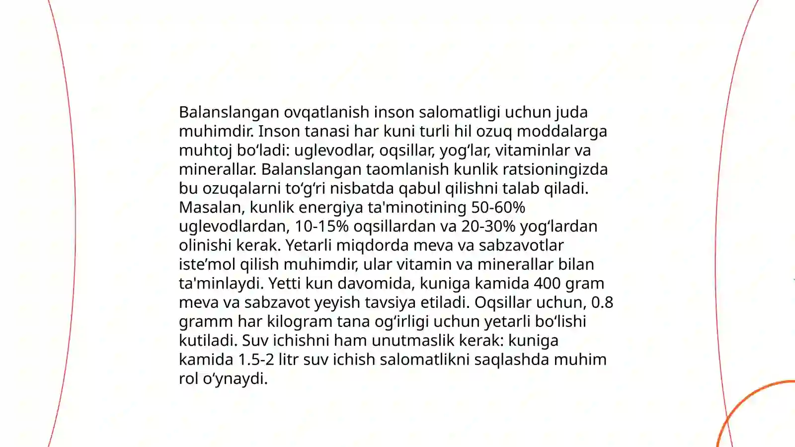 Sogʻlom va oqilona ovqatlanish tushunchasi 4