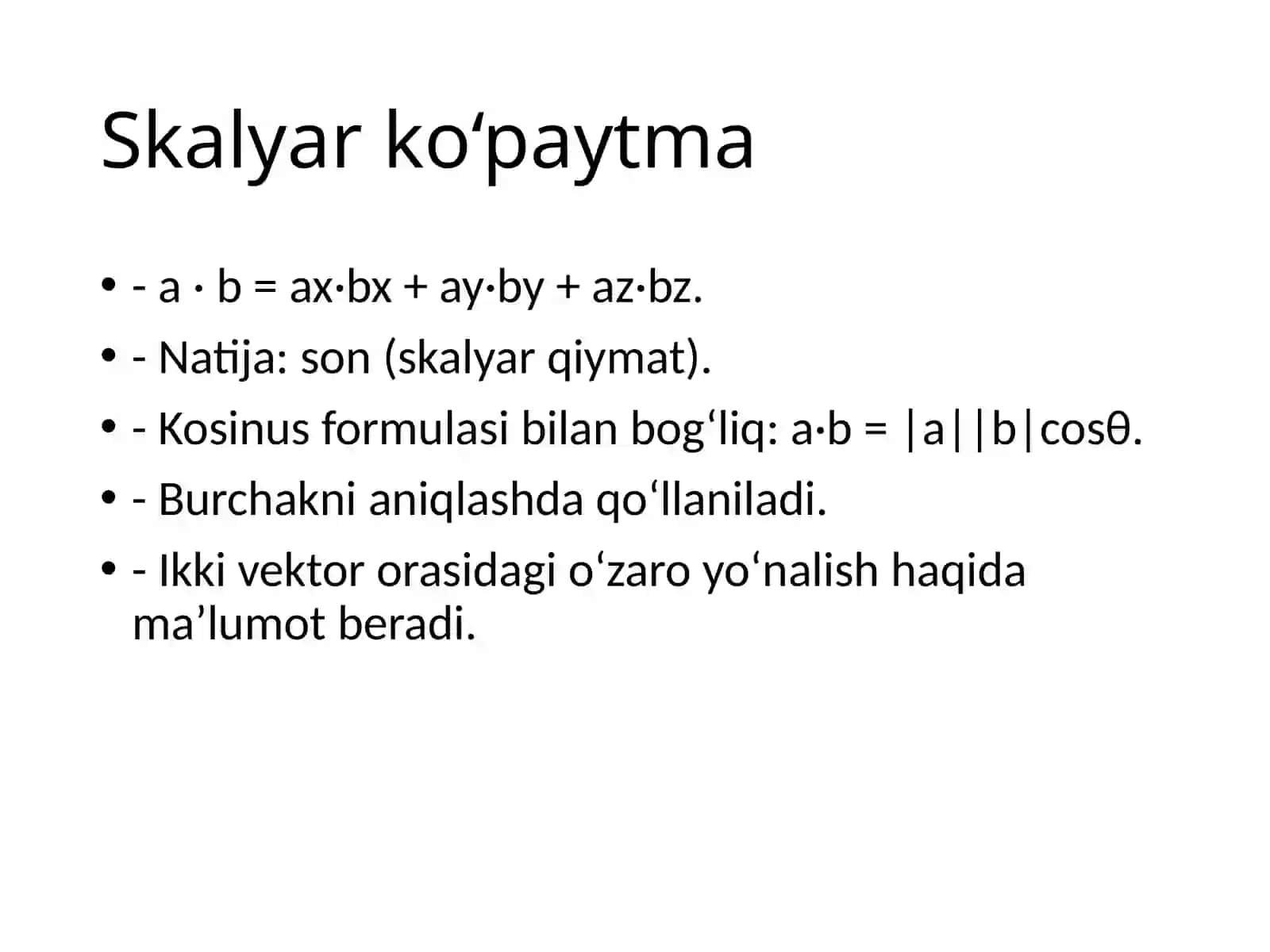 FAZODA VEKTORLAR USTIDA AMALLAR 4