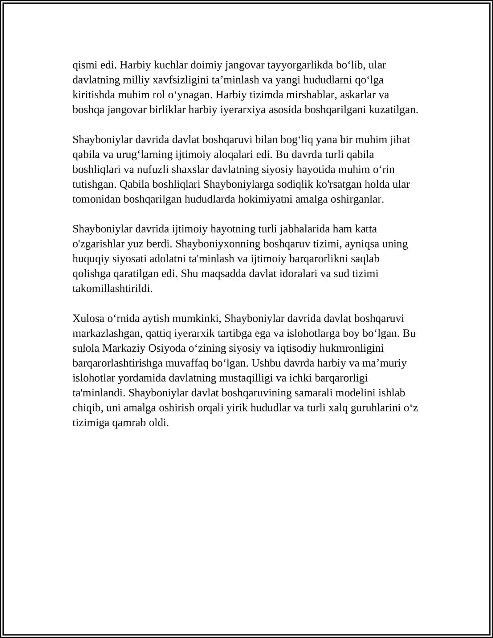 MAVAROUNNAHR SHAYBONIYLAR VA ASHTARXONIYLAR HUKMRONLIGI DAVRIDA. SHAYBONIYLAR VA ASHTARXONIYLAR DAVRIDA MADANIY HAYOT 4
