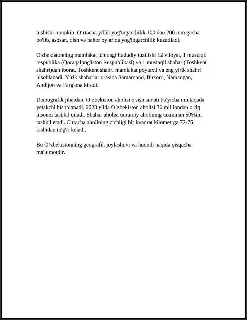 OʻZBEKISTON HAQIDA MALUMOT 4