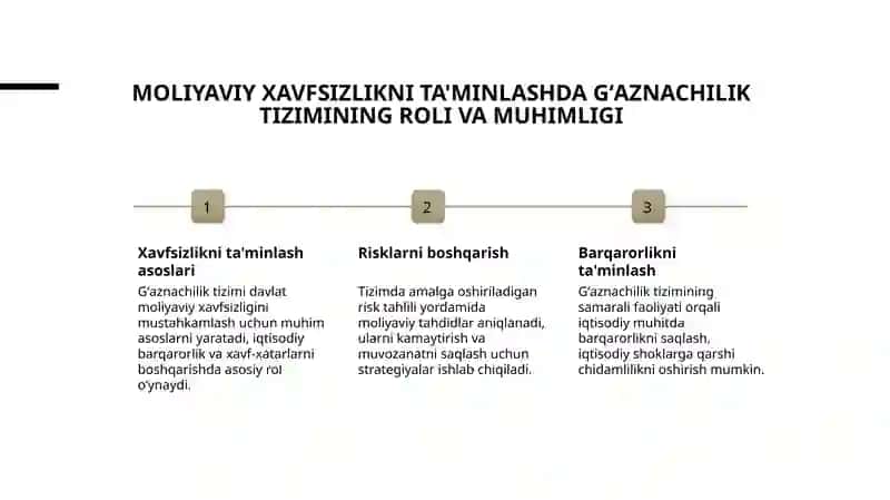 Gʻaznachilik tizimining moliyaviy xavfsizlikning ta’minlashdagi roʻli risk tahlili va barqarorlik 4