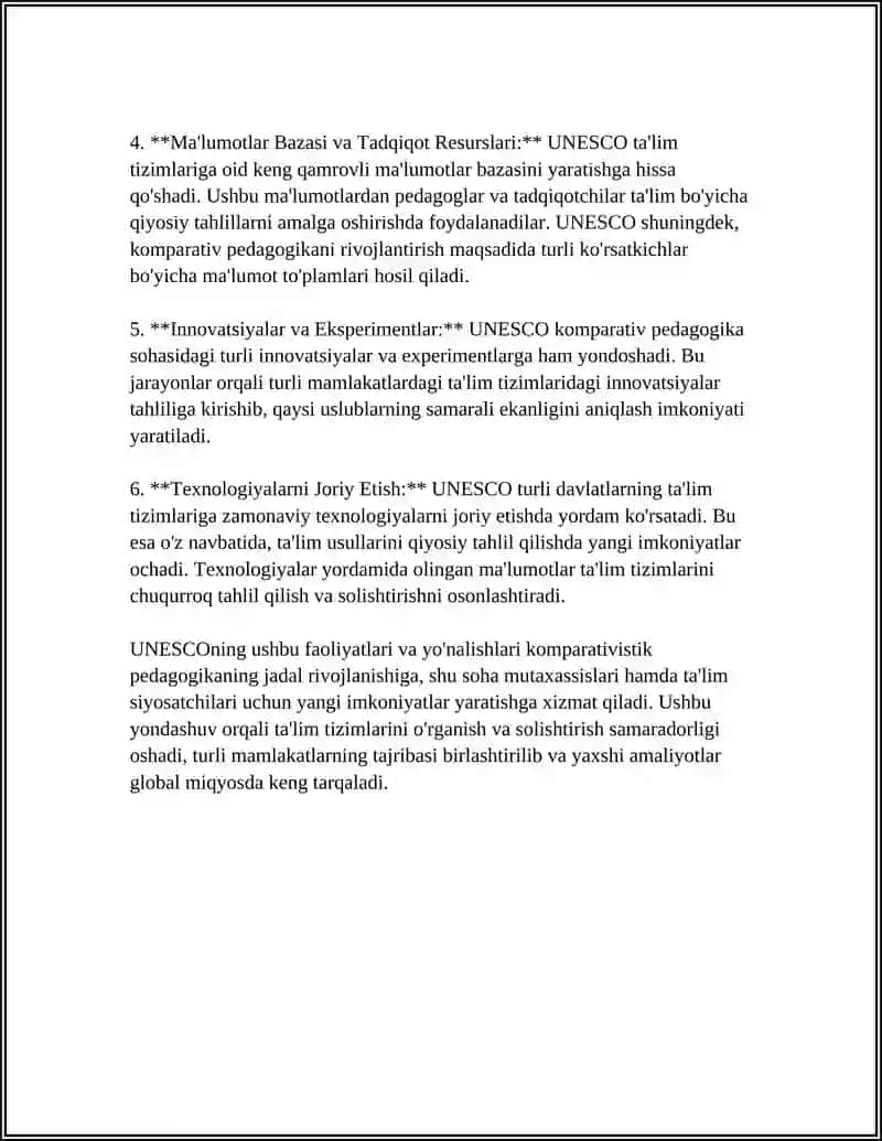 KOMPRATIVISTIK PEDAGOGIKA FANI RIVOJLANISHIDA XALQARO TASHKILOTLAR VA ULARNING FAOLIYATI 4