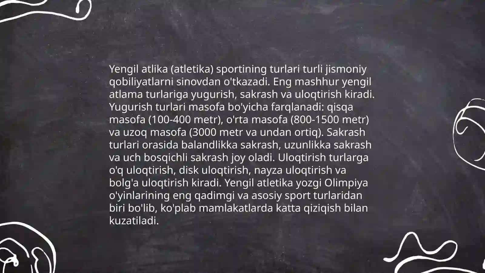 Yengil atlika mavzusida slayd 4