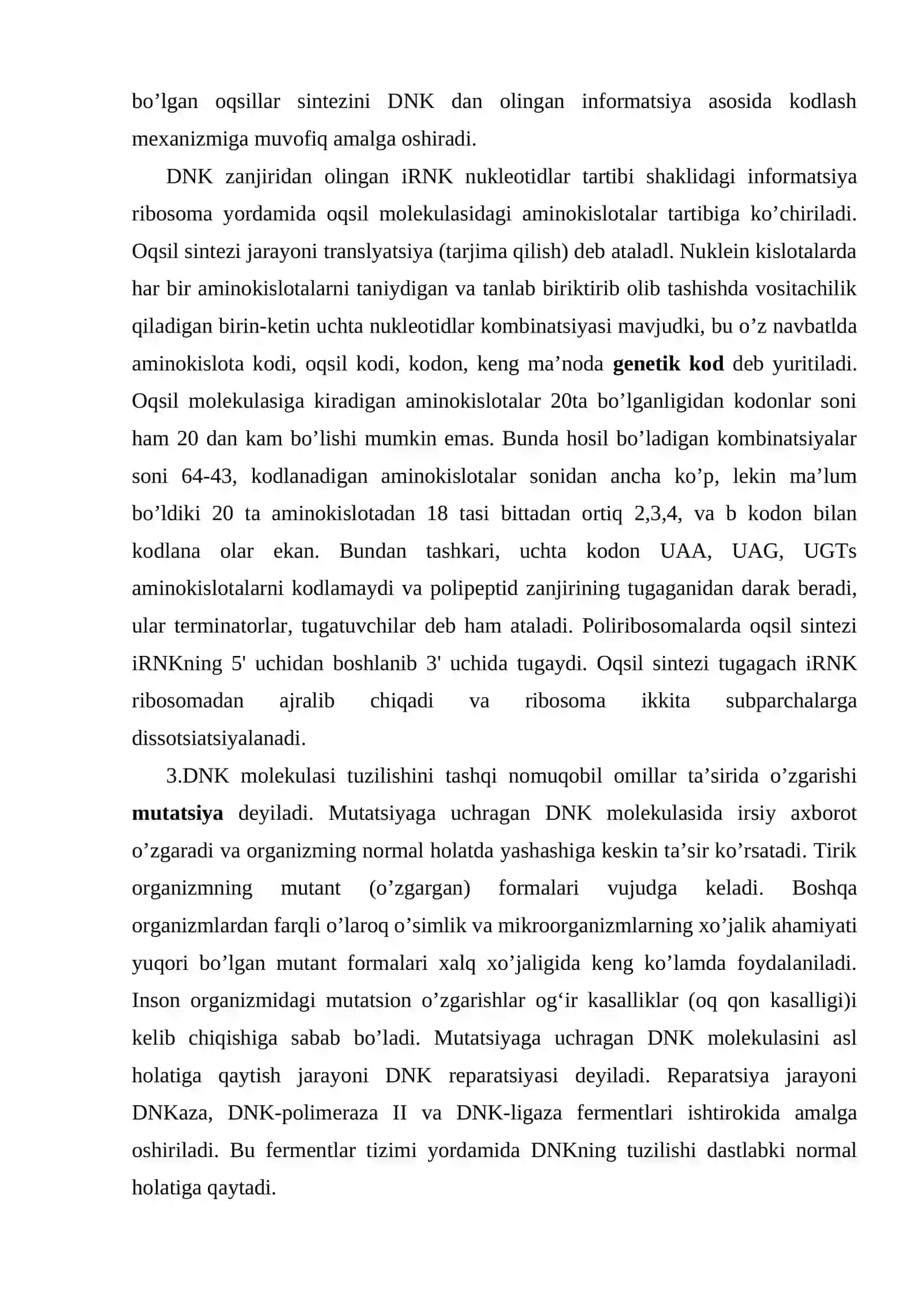 Biologik hujayralarning molekulyar jihozlanishi 4