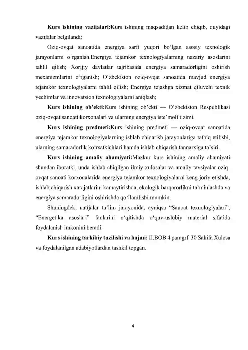 OZIQ OVQAT SANOATIDA ENERGIYA TEJAMKOR TEXNOLOGIYALARDAN FOYDALANISH 4
