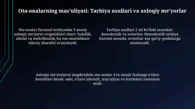 Oila sha'ni va qadr-qimmatini asrashda ota-ona va farzandning mas'uliyati 4