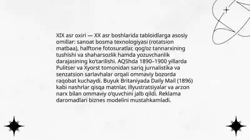 Tabloid nashrining paydo bo’lishi va rivojlanishi 4