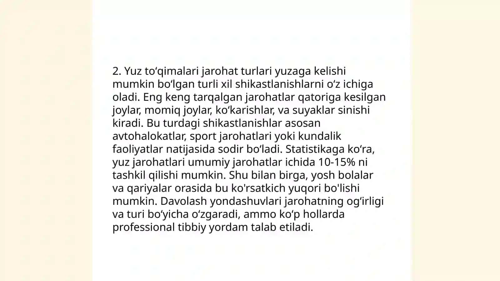 Yuz yumshoq toʻqimasi jarahotlari va turlari 4