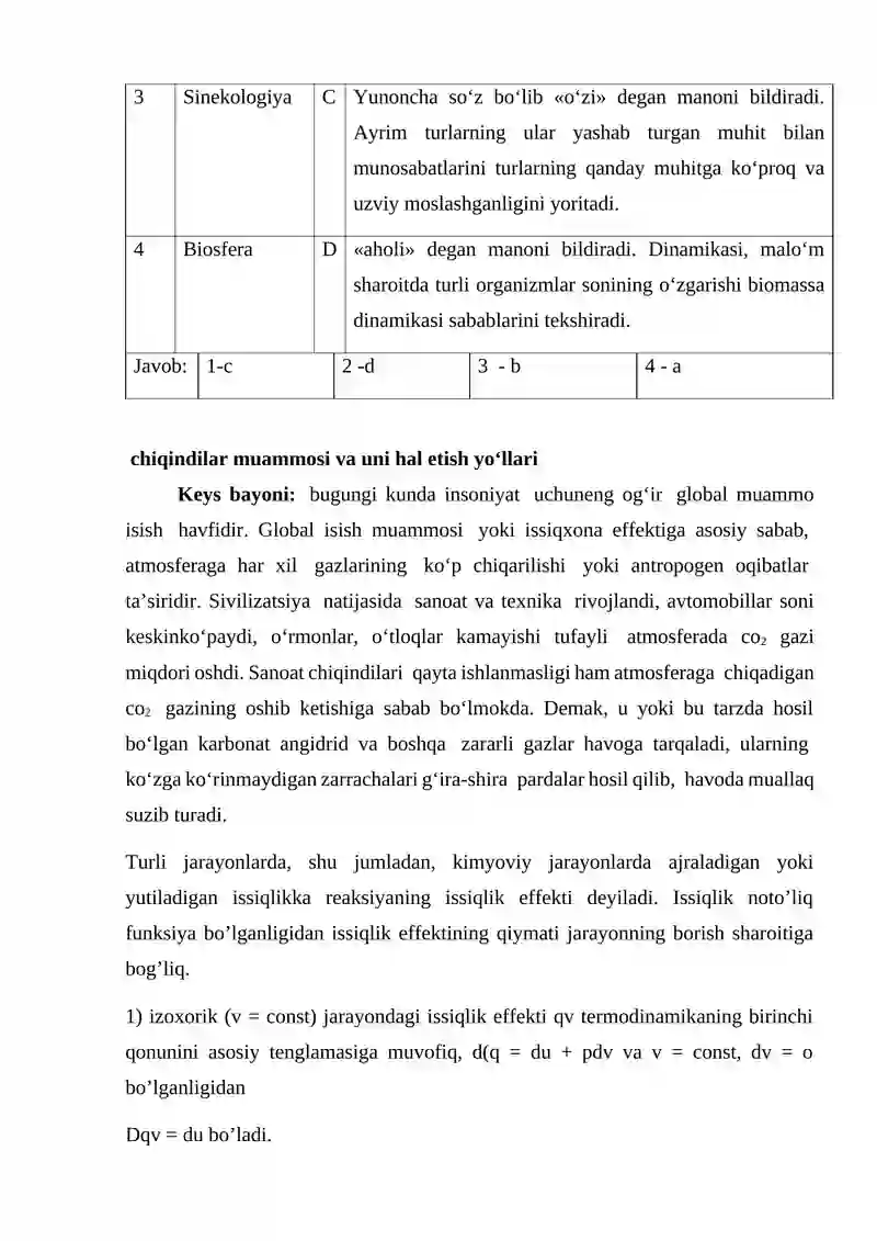 Ekologik madaniyat va barqaror taraqqiyot asoslari fanidan mustaqil ta’lim mashg‘ulotlari 4