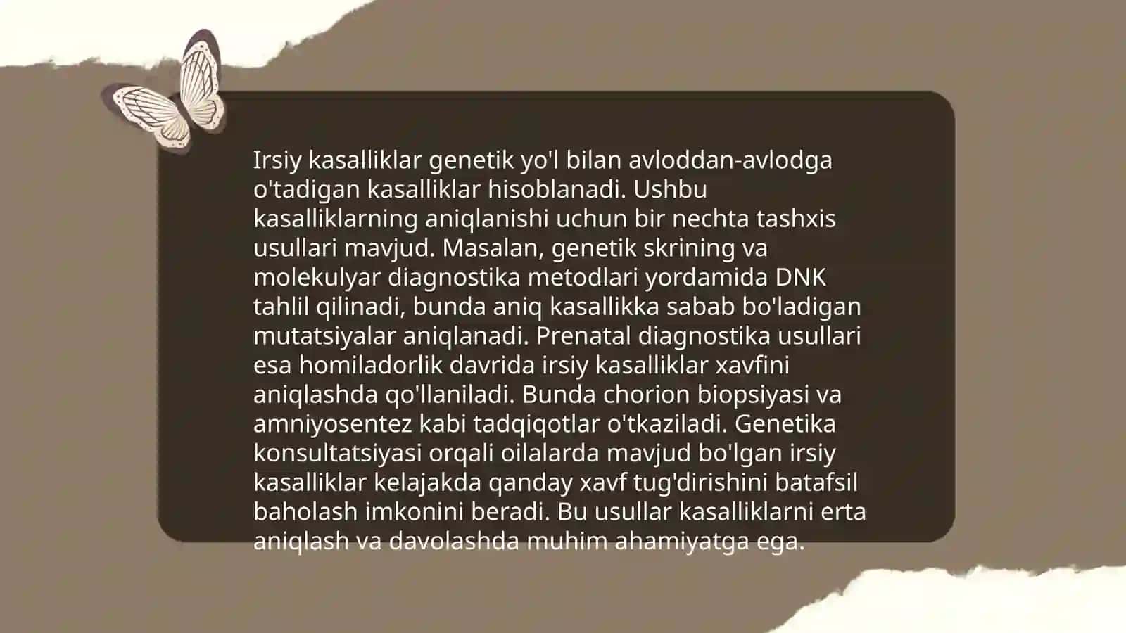 Irsiyat va irsiy kasalliklar. Nerv tizimining ahamiyati va gugiyenasi 4