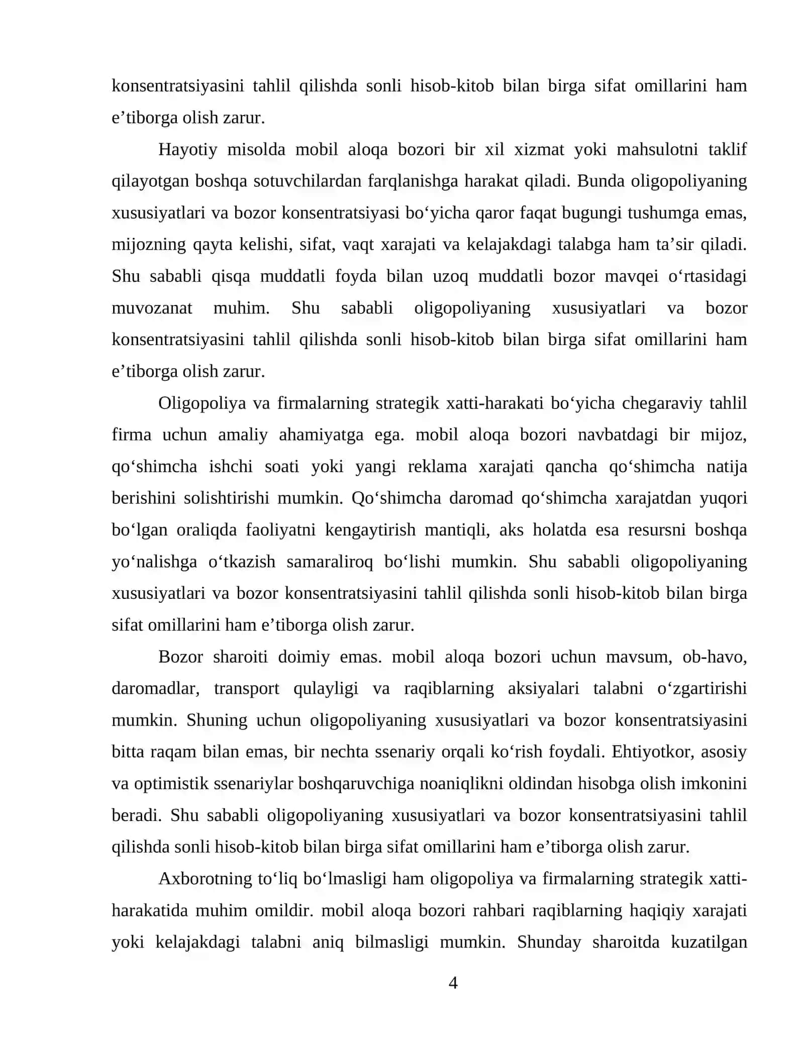 OLIGOPOLIYA VA FIRMALARNING STRATEGIK XATTI-HARAKATI 4