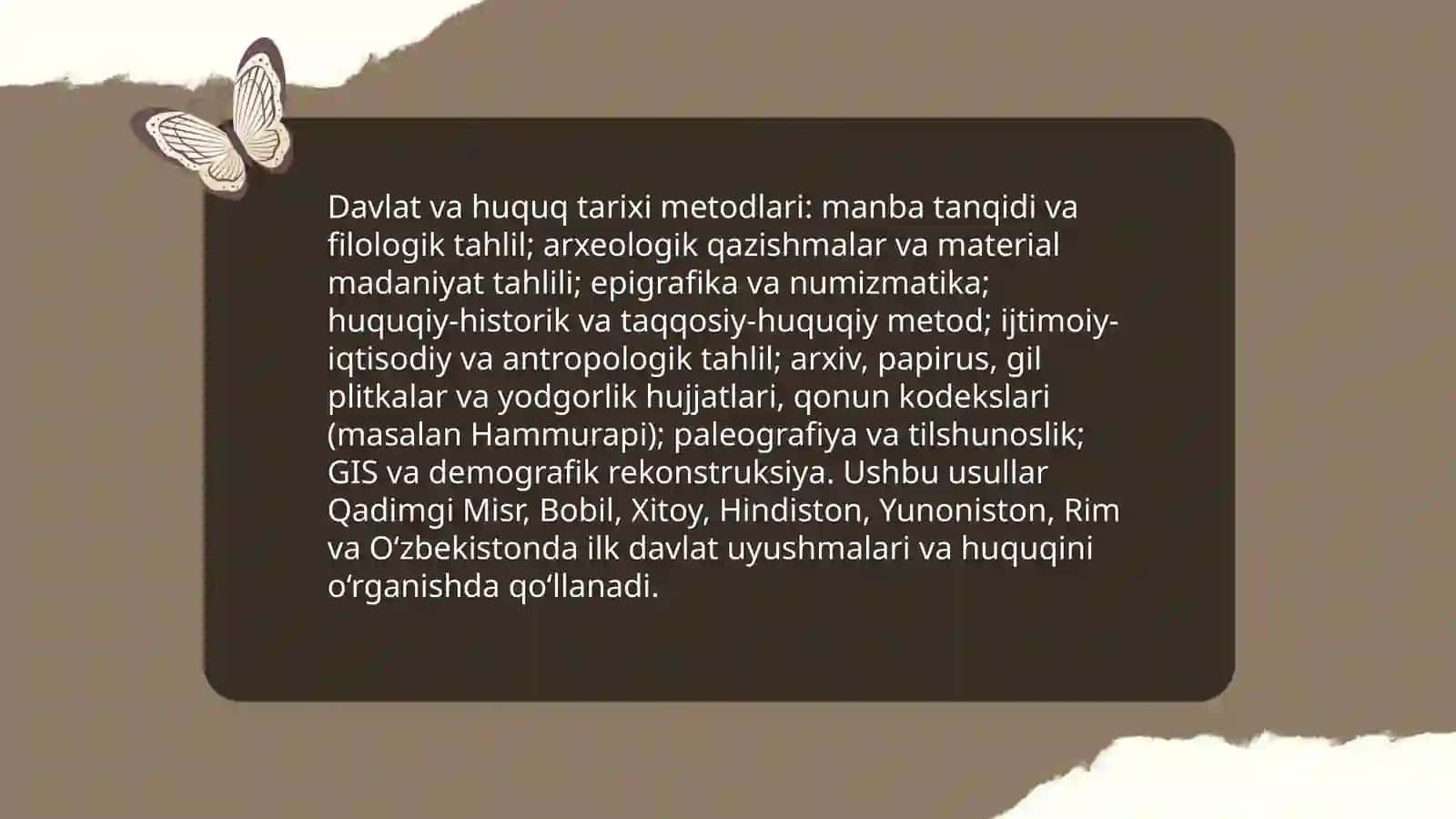 Davlat va Huquq tarixi Fanining predmeti, metodlari, vazifalari 4