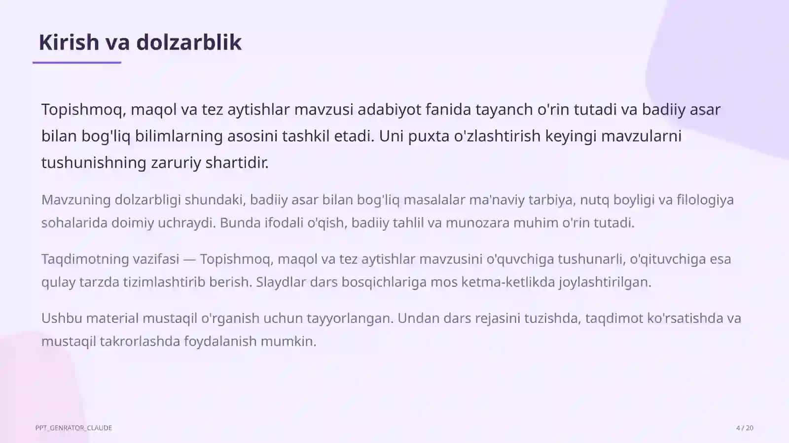Topishmoq, maqol va tez aytishlar (5-sinf) 4