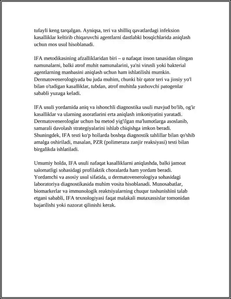 IFA va PZR Diagnostik Usullarning Dermatovenerologiyada Qo'l­lanilishi 4