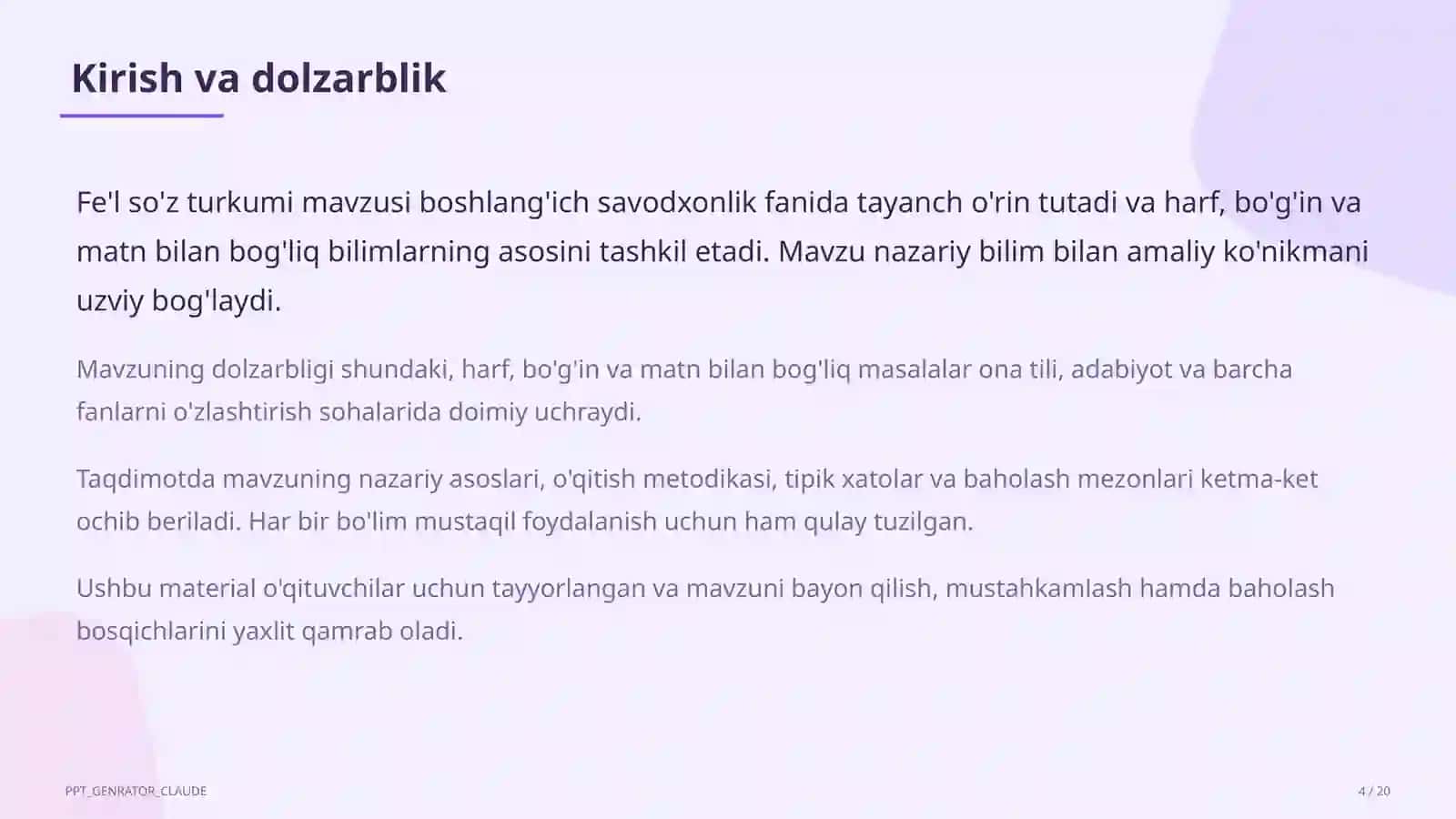 Fe'l so'z turkumi (3-sinf) 4