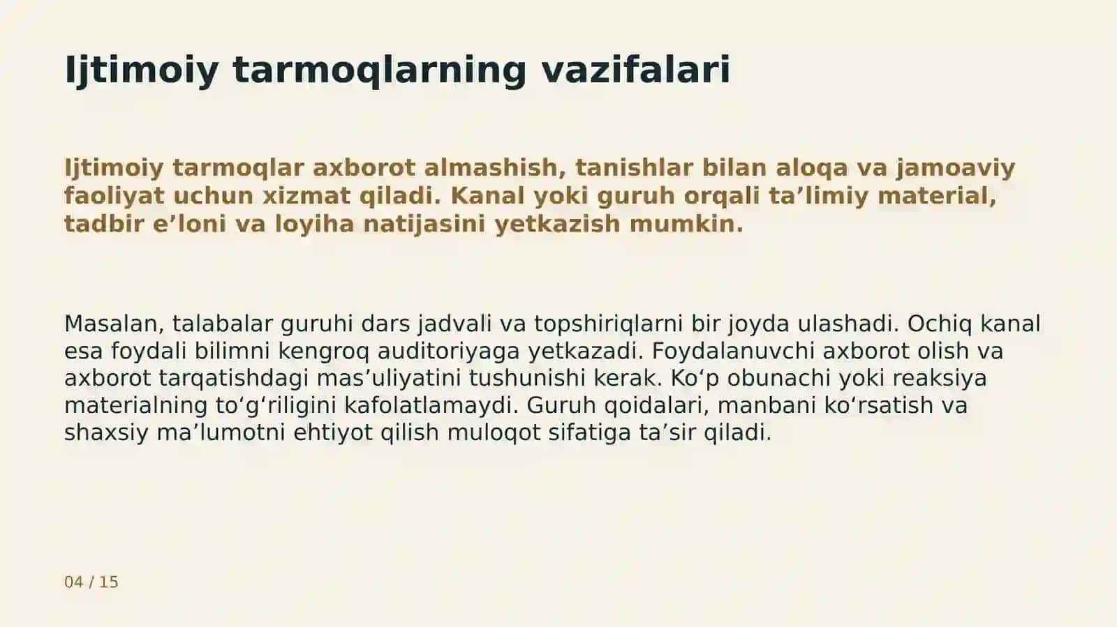 Internet va ijtimoiy tarmoqlardan oqilona foydalanish 4