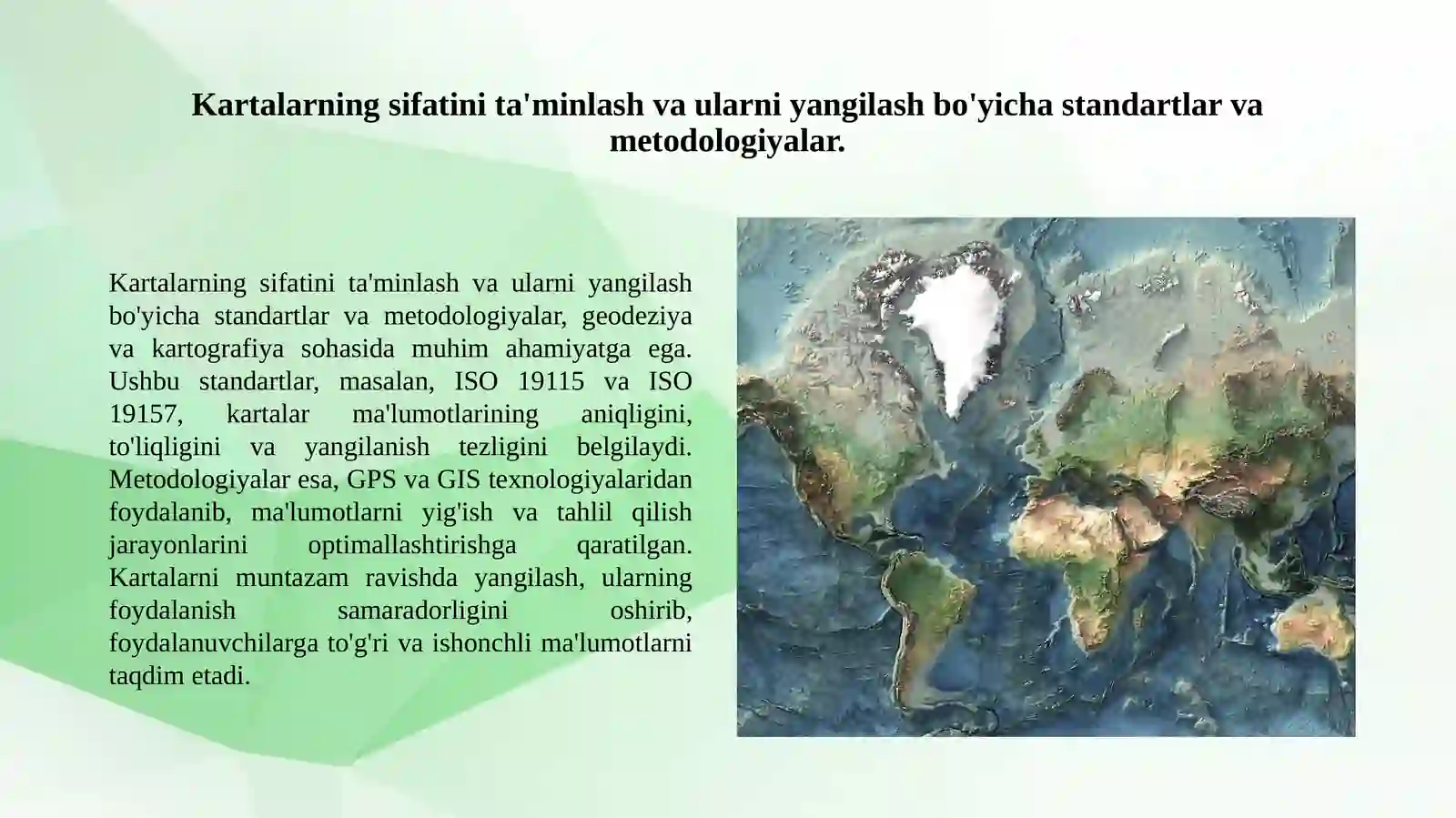 Konturli va topografik kartalar tayyorlash jarayonida foydalaniladigan texnologik sxema 4