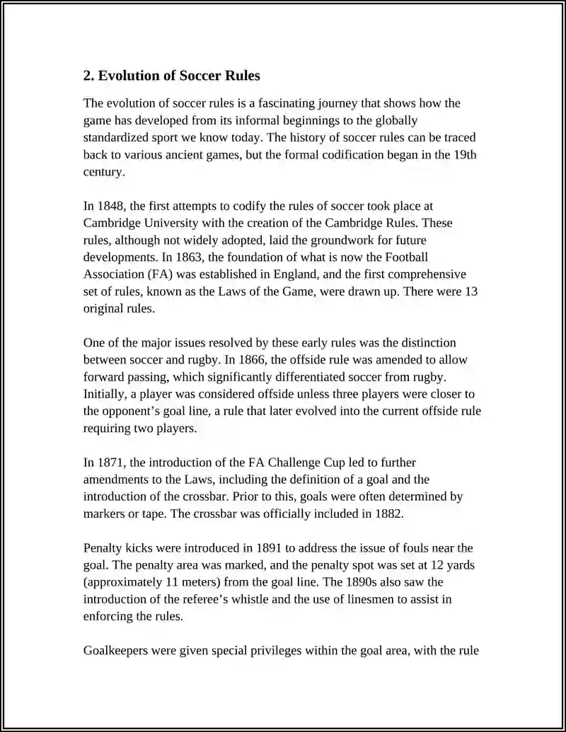 Evolution of Soccer Rules 4