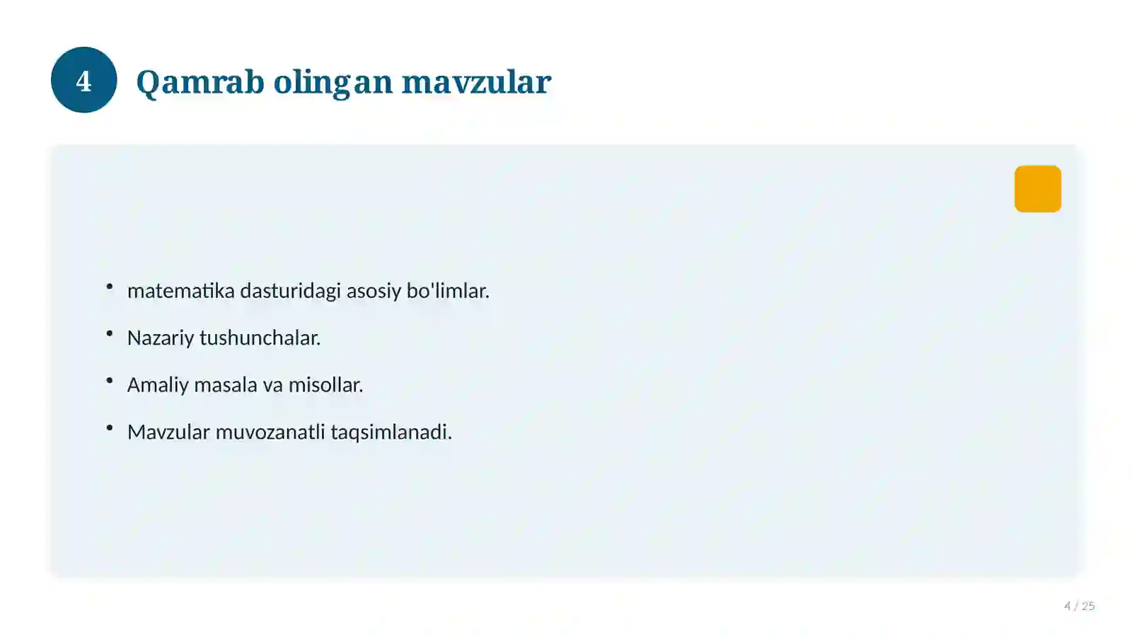 5-sinf matematika test 4
