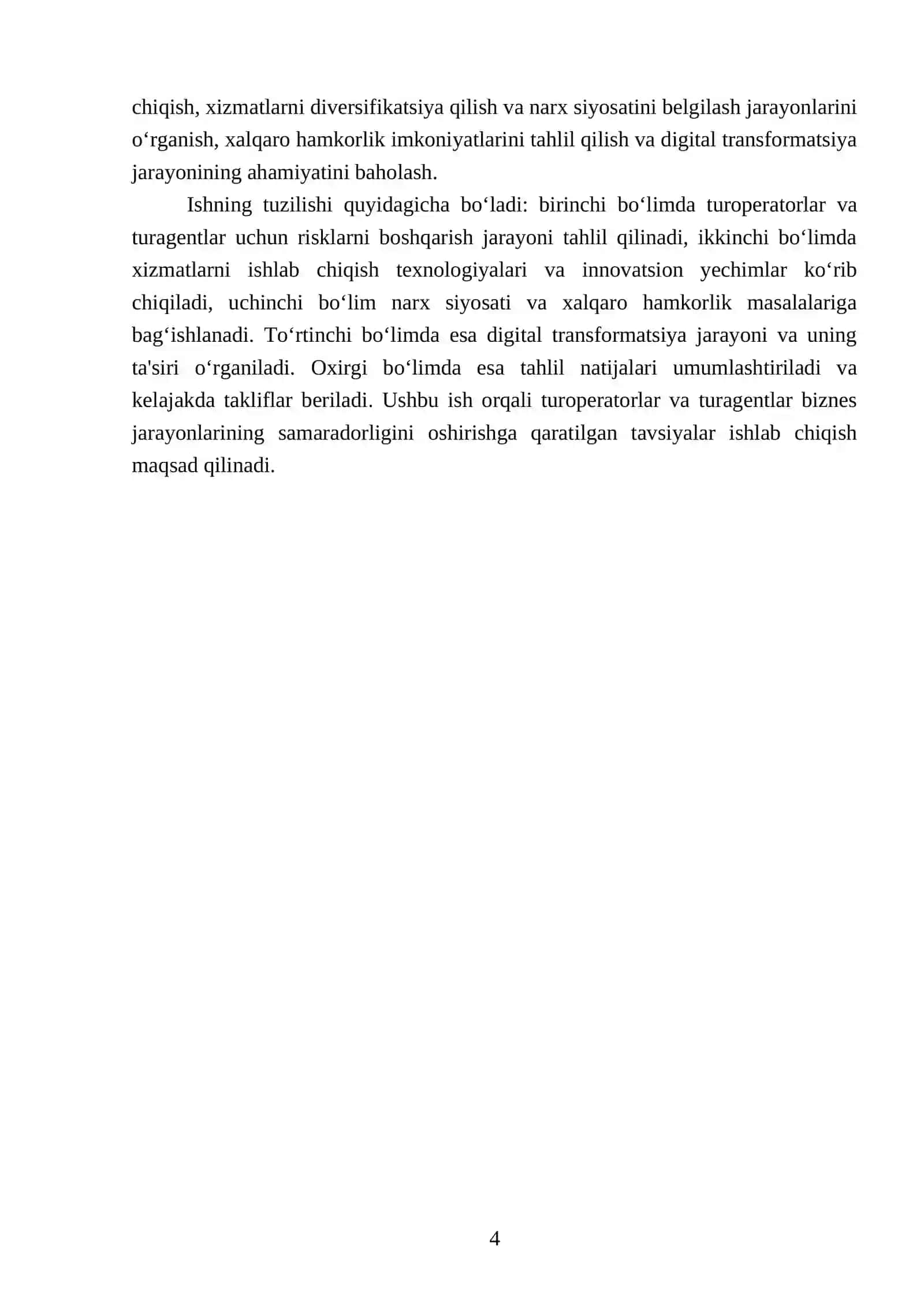 Mavzu: Turoperator va turagentlarning biznes jarayonlarini 5 bandda chuqur tahlil qiling 4