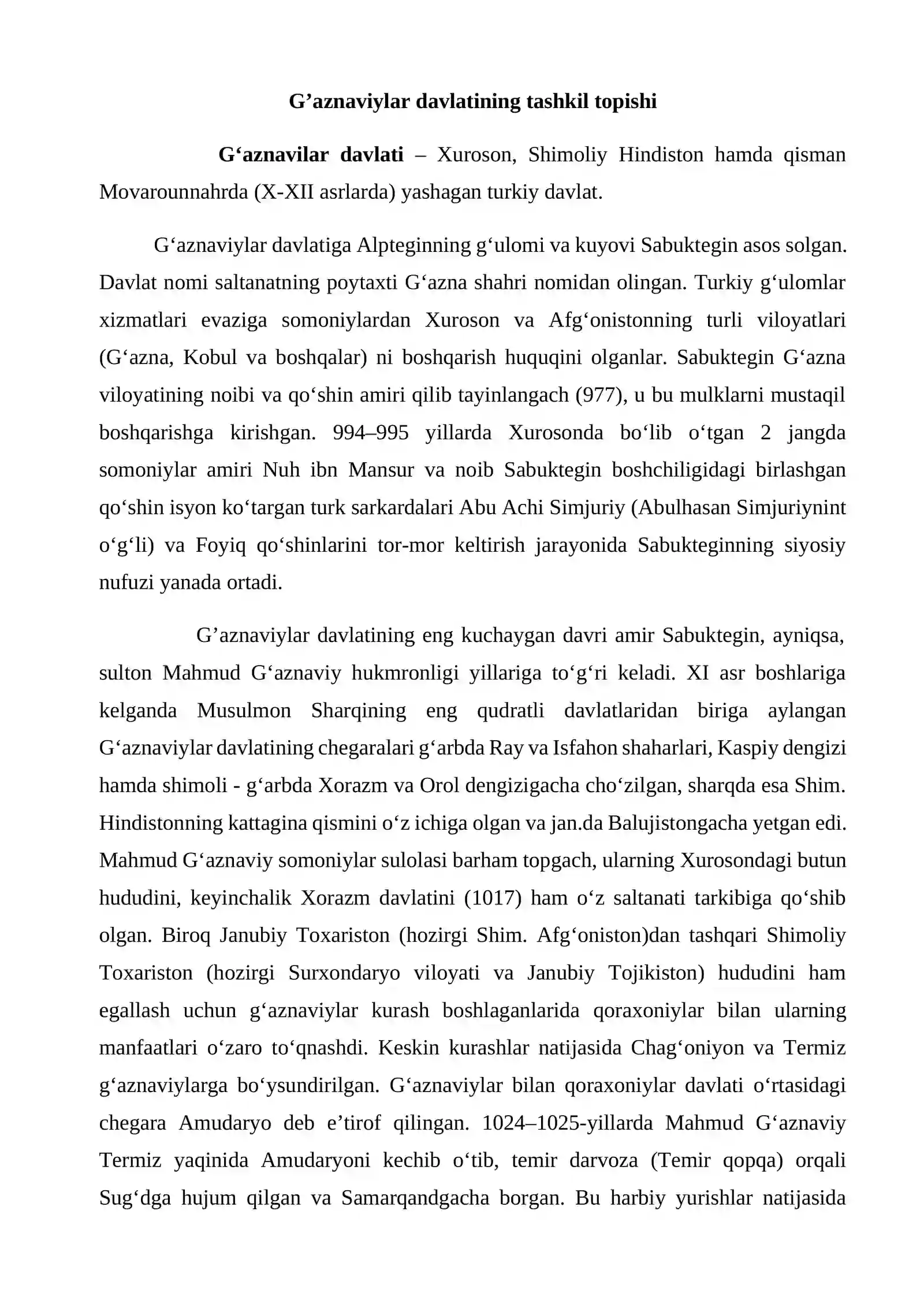 G’aznaviylar davlatining tashkil topishi va boshqaruv tizimi 4