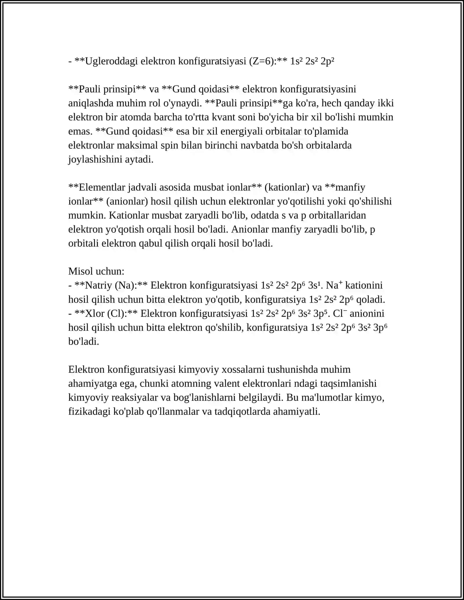 LI NING ELEKTRON FORMULASI, TABIATDA UCHRASHI, OLINISHI, FIZIK VA KIMYOVIY HOSSALARI. GIDRIDLAR, OKSIDLAR, PEROKSIDLAR, GIDROKSIDLAR, NITRIDLAR, SULFIDLAR VA ASOSIY BIRIKMALARNING HOSSALARI, OLINISHI VA ISHLATILISHI 4