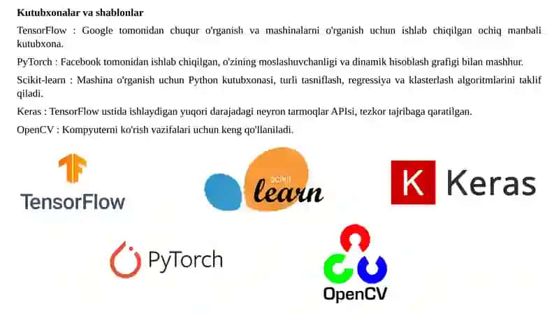 Sun‘iy intellekt uchun zaruriy dasturiy vositalar 4