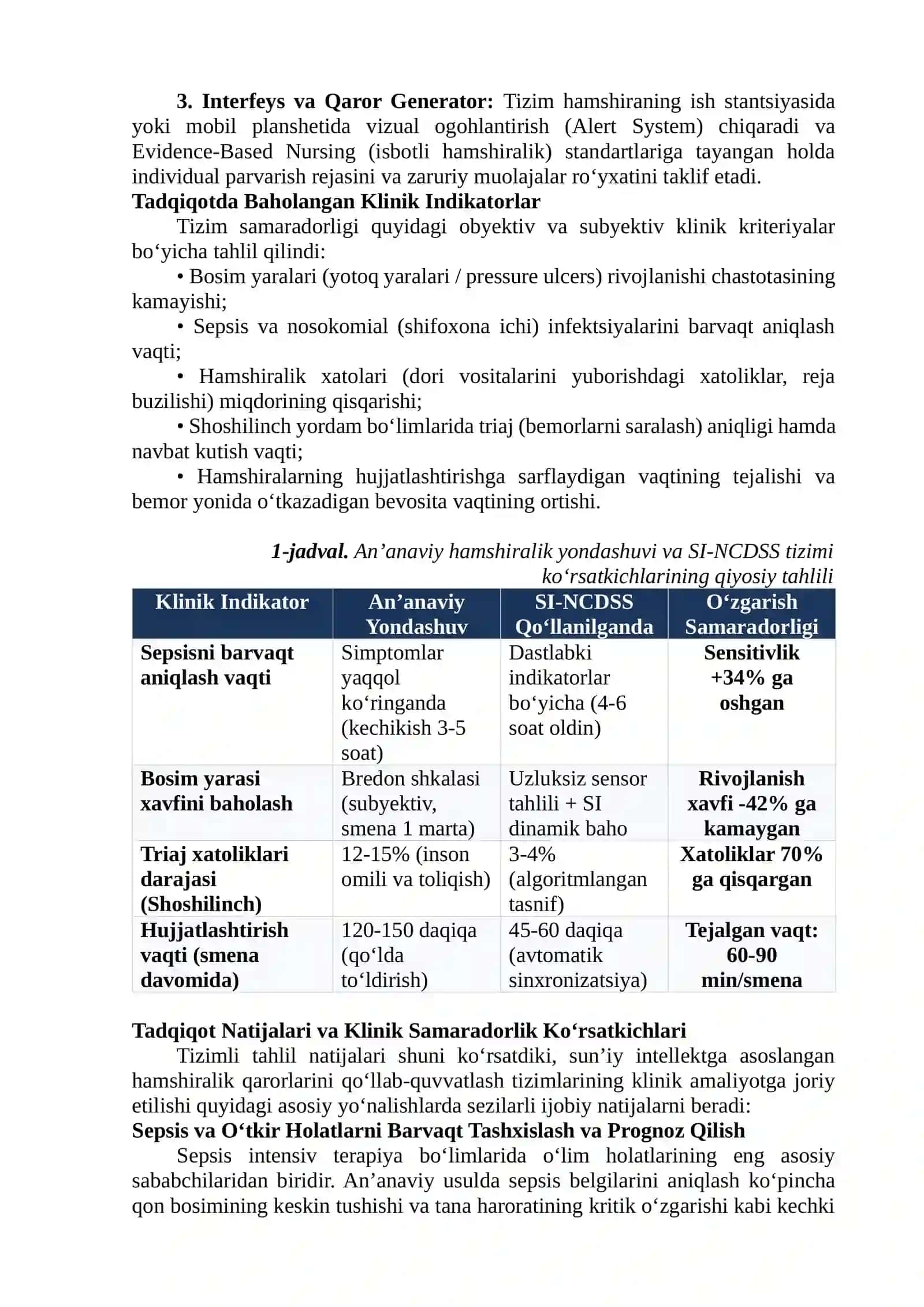 SUN’IY INTELLEKT ASOSIDA HAMSHIRALIK QARORLARINI QO‘LLAB-QUVVATLASH TIZIMLARINING KLINIK SAMARADORLIGI 4