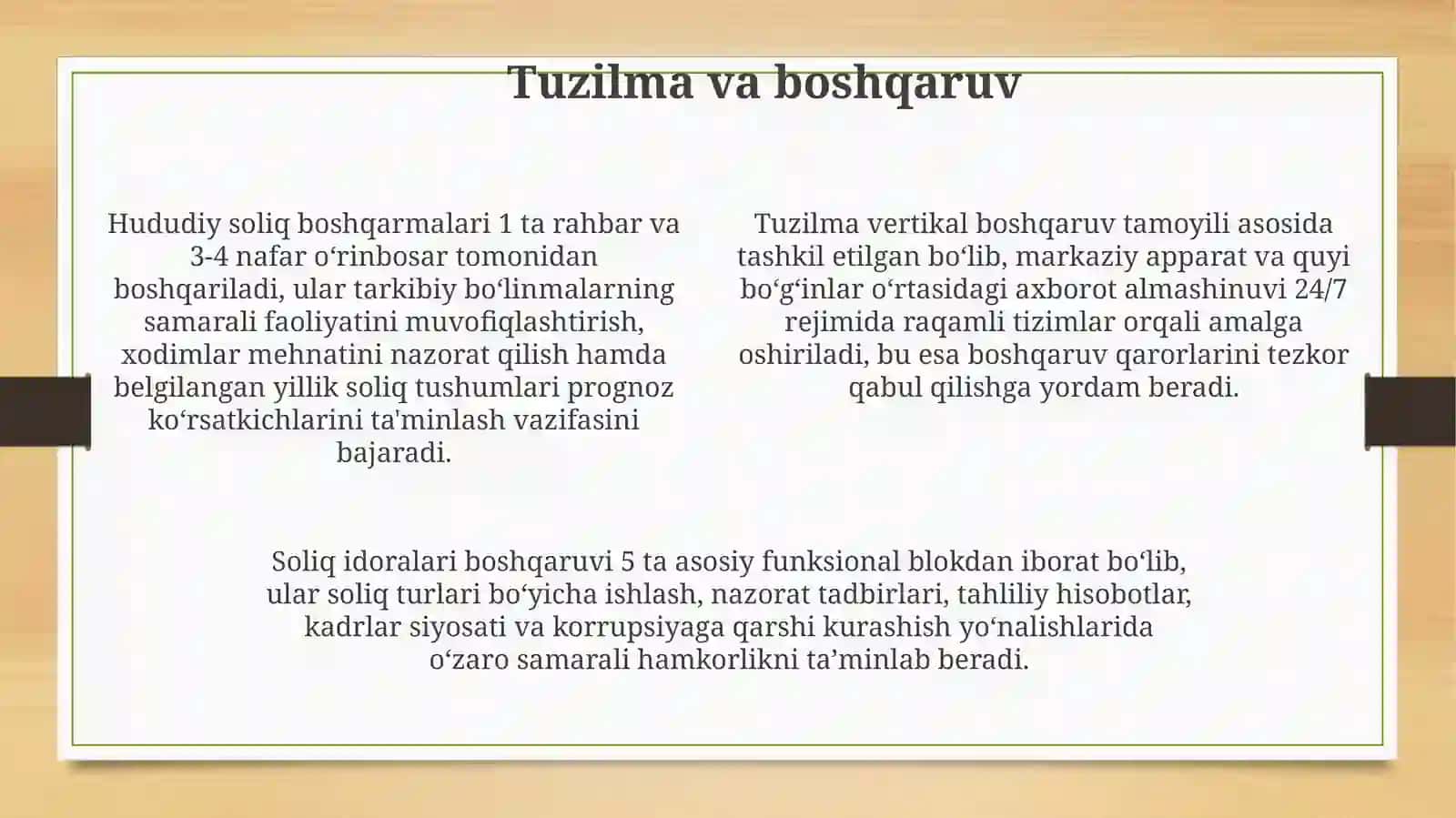 Xududiy davlat soliq xizmati organlari faoliyatini tashkil etish 4
