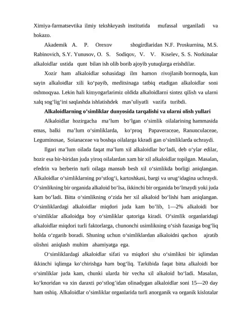 Nikotin hamda anabazin olinishi tuzilishi xossalari va ahamiyati 4